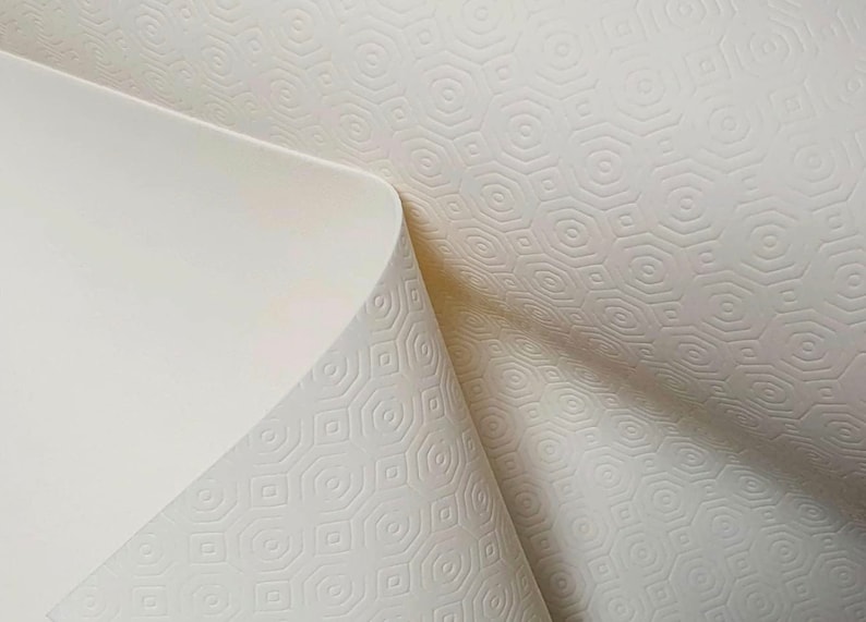 Ivory Bulgomme Effect PVC Tablecloth by the Meter Nonslip Table
