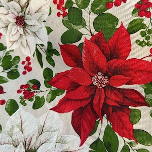 Tissu Polycoton Aspect Lin Grande Largeur 280cm 18 Motifs 17-Fleur Rouge