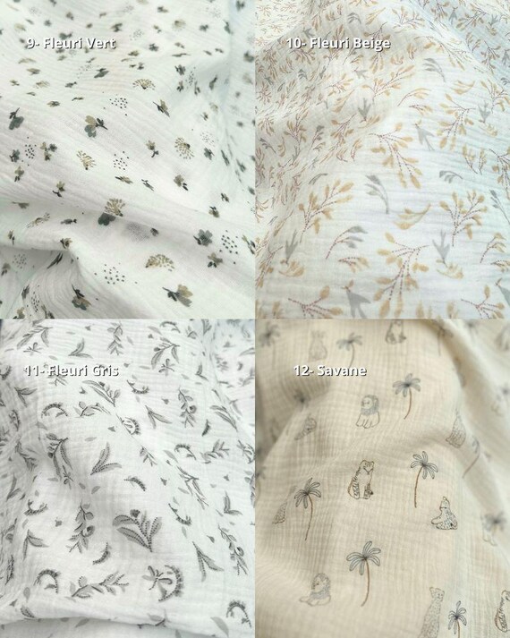Double Gauze Cotton Fabrics Floral Prints 6 Patterns 100% Cotton Oeko-Tex