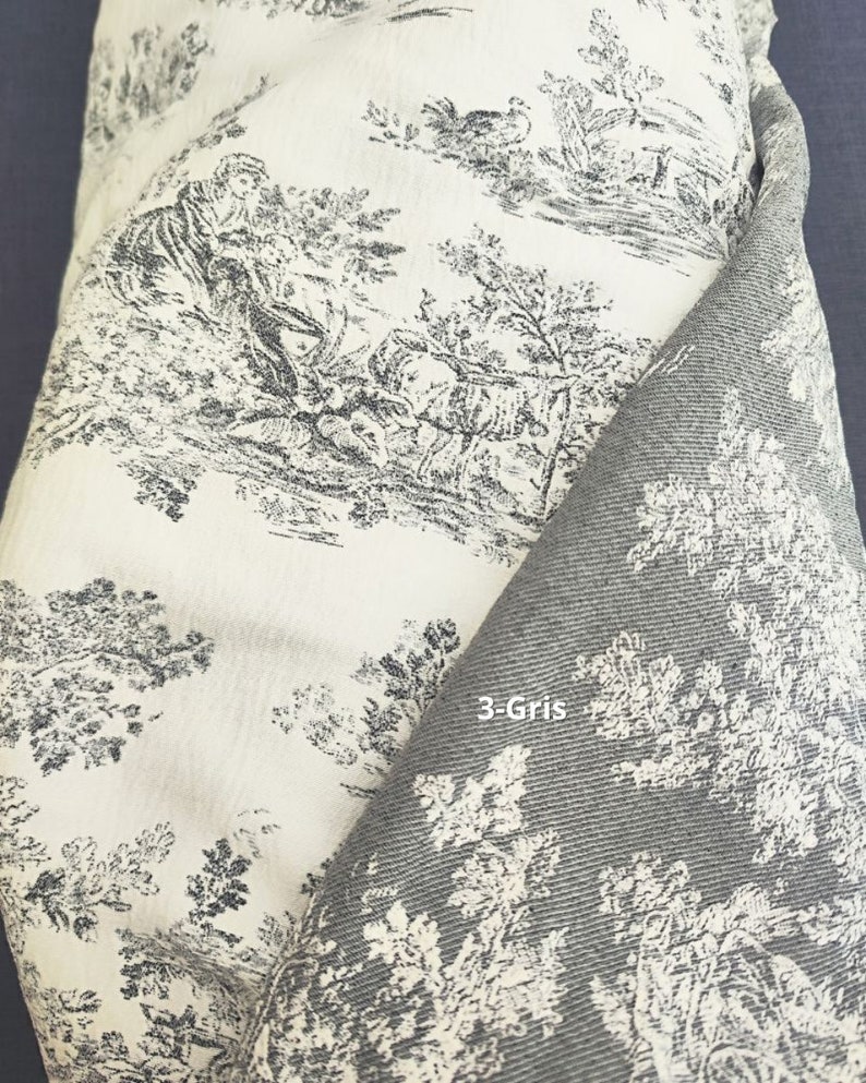 Toile de Jouy d'Ameublement Tissu pour Tapisserie Murale Jetées de Lit Housses de Coussin et Habillement 3-Gris