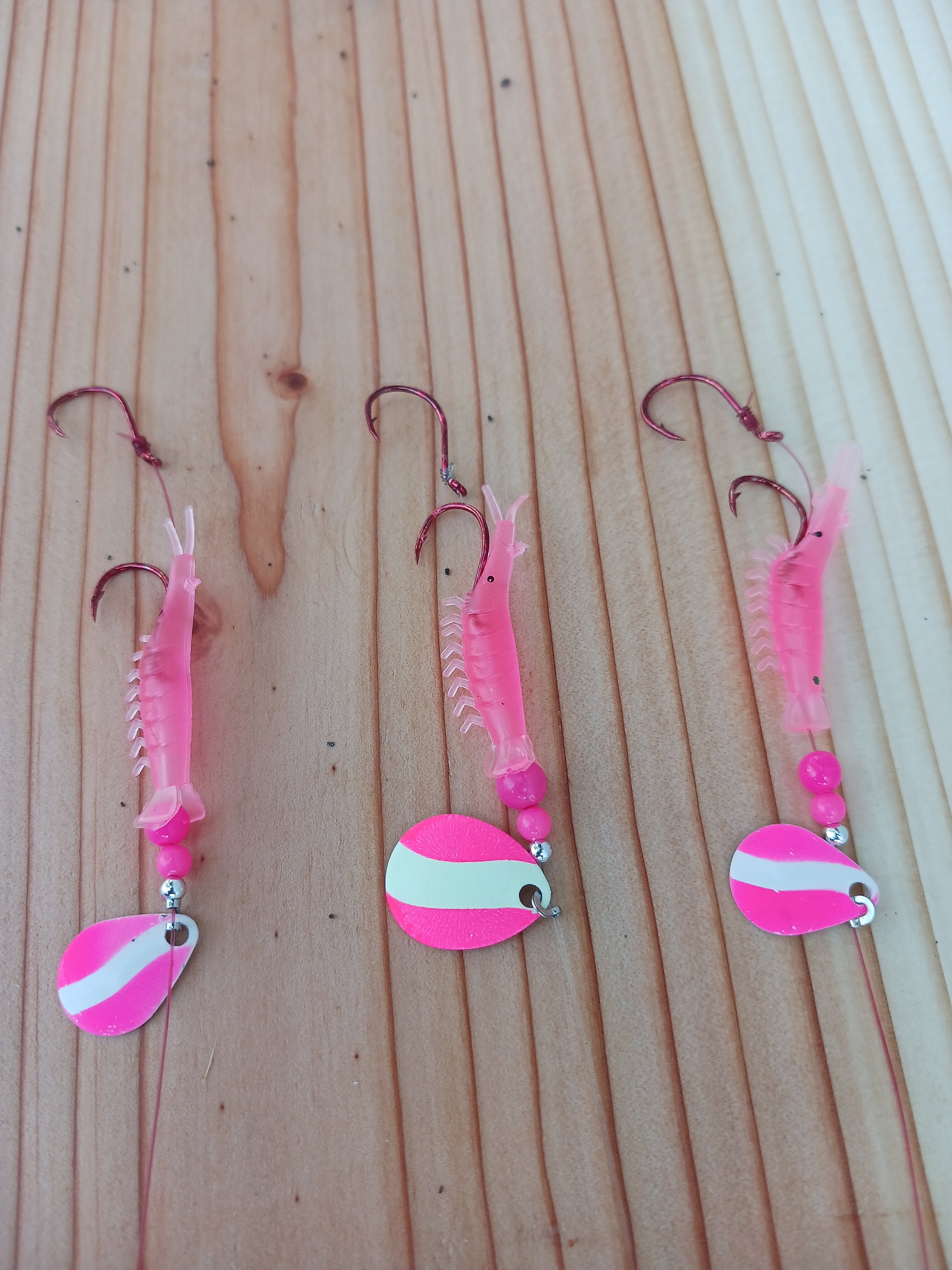 Micro Shrimp Spinner Fishing Lure Pink 3 Pack -  UK