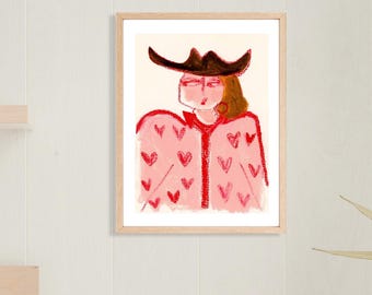 Western Cowgirl Hearts Fine Art Print