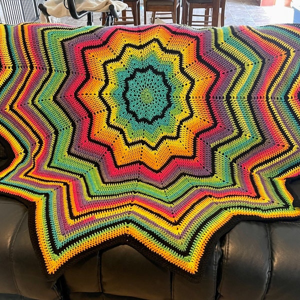 Pride rainbow ripple blanket 72” diameter