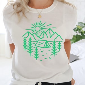 Camping T Shirt Ladies Campervan Birthday TShirt Gift Men camping T-Shirt tent camp life Mountains