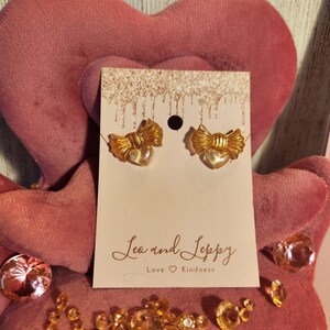 Bow and Heart Stud Earrings