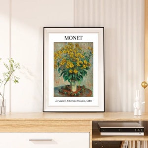 Monet Wall Art, Jerusalem Artichoke Flowers, Aesthetic Flower Wall Decor, Printable Digital Download