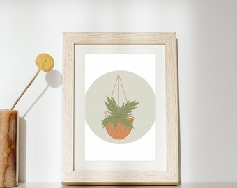 Hängende Pflanze, druckbare grüne Kunst - Pflanzenkunst - Wohnkultur - grüne Kunstdrucke - Boho-Stil Kunstwerk