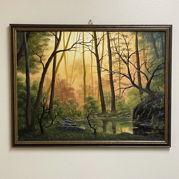 18”x24” unframed forest stream oil painting