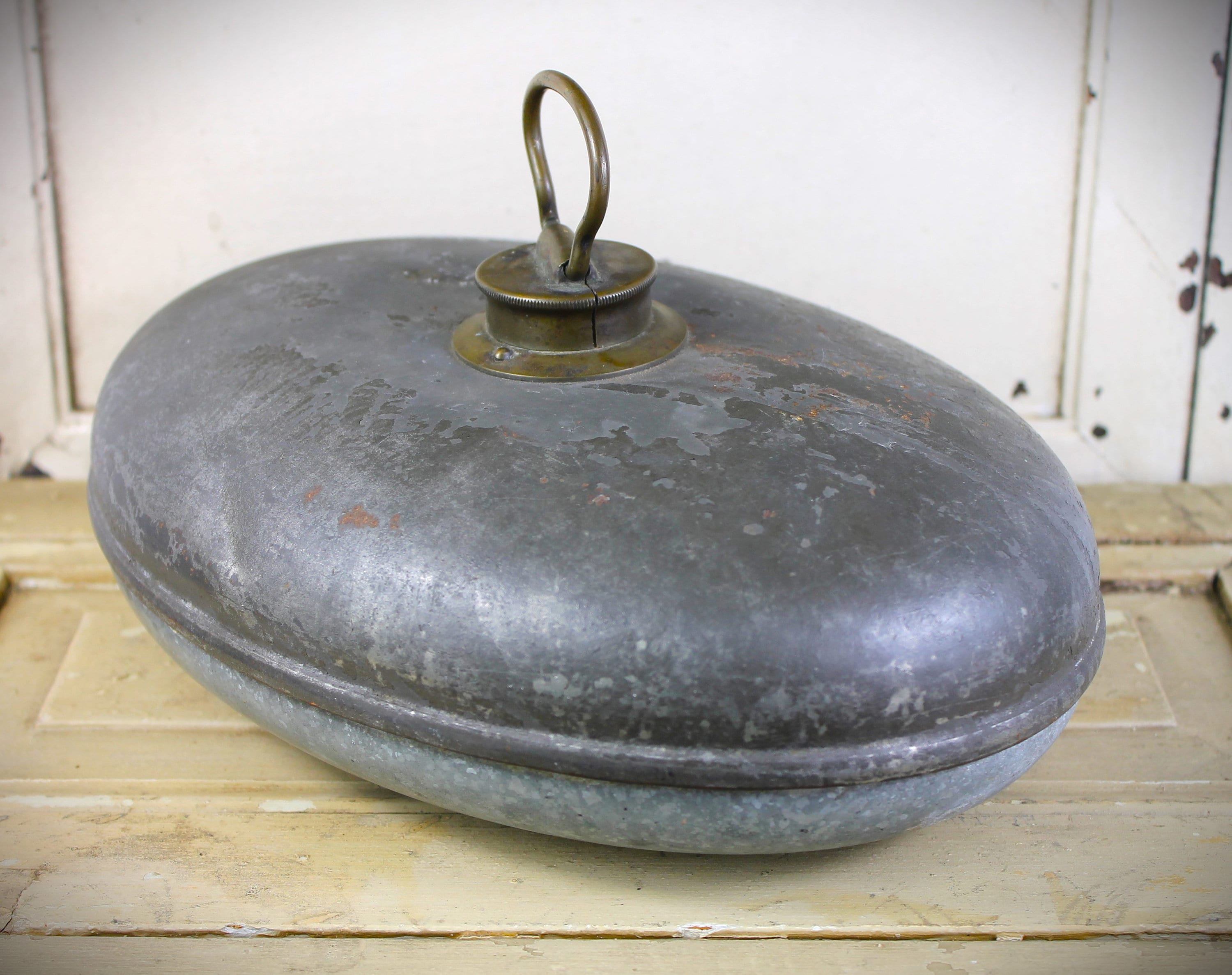 Alte Antike Wärmflasche Bettflasche Metall Flasche Vintage Chabby Chic Landhaus Deko