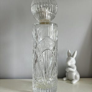 Vintage Lead Crystal Bottle, Antique Hand-Cut Heavy Crystal Bottle, Cologne Bottle, Barware, Liquor Bottle, New Home Gift, Vintage Homeware