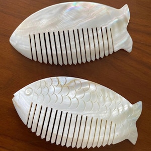 Antique Hand-Carved Mother of Pearl Hair Combs, Vintage Natural Brush, Handmade Hair Ornament, Rare Find, Special Day Gift, Beauty&Self Care