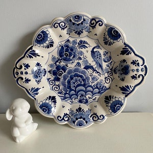 Antique Royal Delft Blue Porcelain Hand-Painted Collectible Plate, Vintage Bleu Blanc Plate, Blue White Handmade Floral Art, Gift, Interiors