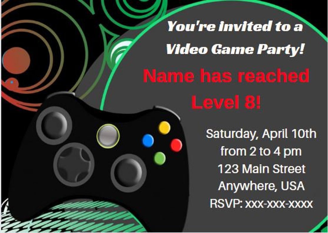 Canva Template - Swirly Video Game Controller Invitation - Etsy