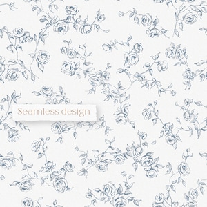 Naadloze handgetekende oppervlakontwerp, mode met bloementhema, rozenpatroon van textiel, digitale stofprint, chinoiseriestijl, Instant download