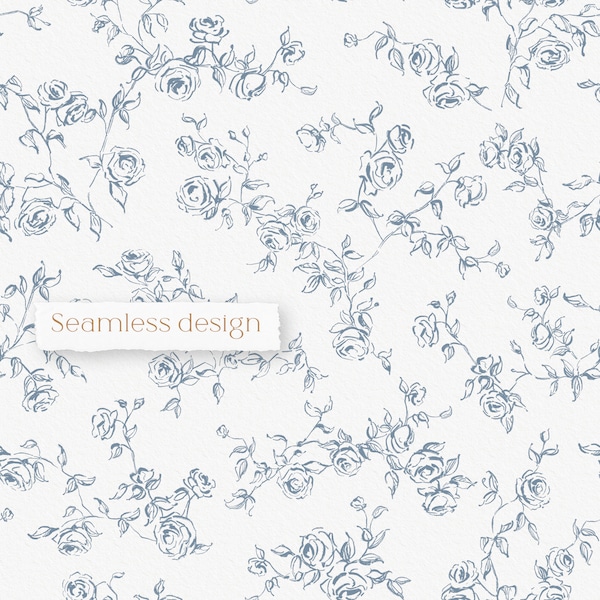 Surface seamless design, Floral theme fashion, Textile rose pattern, Fabric digital print, Chinoiserie style, Instant download