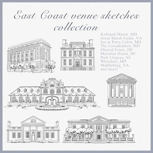 Schetsen locatie oostkust, lijntekening locatie, lineaire schets trouwlocatie, trouwlocaties VS, handgetekende schets locatie, png, vectorkunst