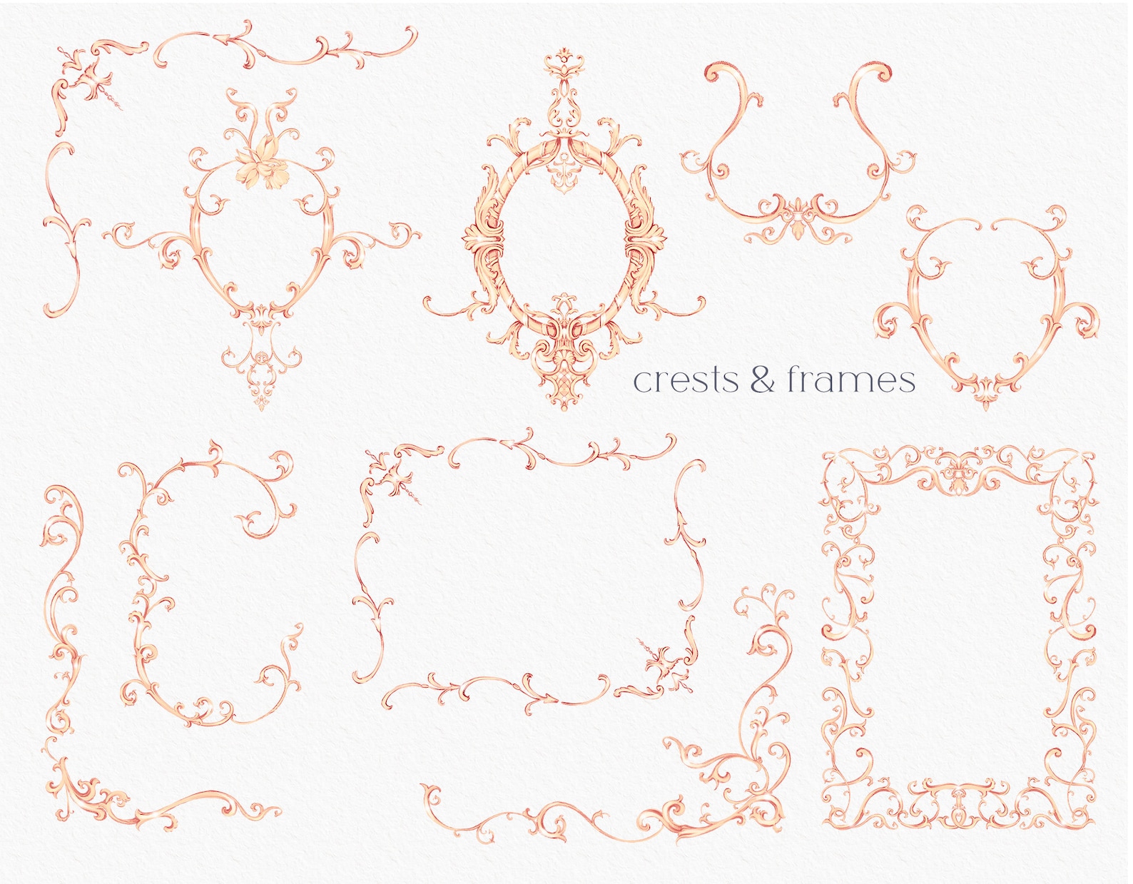 Gold Ornate Wedding Clipart Fine Art Wedding Gold Swirls - Etsy