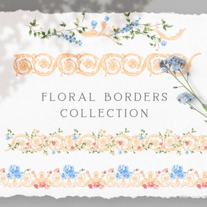 Ornate hand-drawn floral border, Wedding invitation border, Fine art wedding frame, Baroque art, Instant download