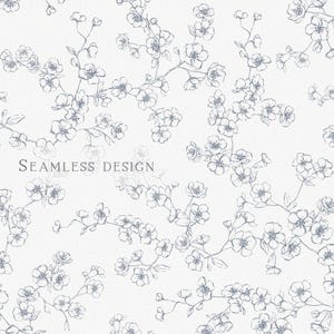 Fleurs de cerisier sans couture dessinées à la main en surface, fleurs de cerisier printanières, motif floral, impression numérique sur tissu Sakura, papier numérique emballé