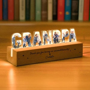 Personalized Grandpa Photo Collage Night Light, Family Photo Gift, Grandpa Birthday Gift, Gift From Grandkids, Grandpa Christmas Gift