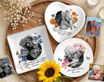 Custom Mom Photo Jewelry Dish, Custom Photo Mother of The Groom Ring Dish, Family Photo Trinket Dish, Mother’s Day Gift, Mom Grandma Gift