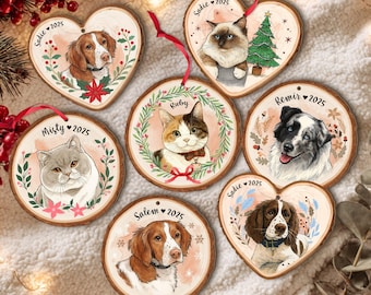 Personalized Pet Portrait From Photo Ornament, Dog Christmas Ornament, Cat Lover Gift, Pet Memorial Gift, Pet Sympathy Gift, Christmas Decor