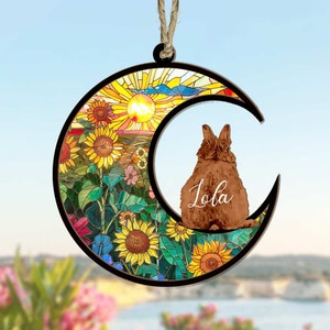 Personalized Bunny Memorial Suncatcher, Custom Rabbit Memorial Gift, Rabbit Windows Hanging, Bunny Remembrance Gift, Pet Memorial Suncatcher