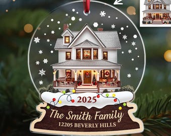 Personalized House Photo Christmas Ornament, Home Photo Ornament, New Home Gift, Family Christmas Gift, Housewarming Gift, Xmas Decor