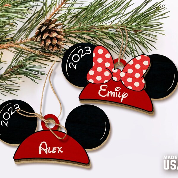 Personalized Mouse Ears Ornament, Custom Mouse Christmas Ornament, Custom Baby First Christmas Ornament, Kid Christmas Gift