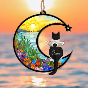Personalized Pet Memorial Suncatcher, Custom Cat Loss Sympathy Gift, Pet Memorial Gift, Loss Of Pet Gift, Cat Loss Gift, Gift For Cat Lovers