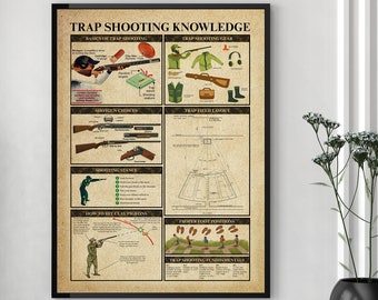 Trap Shooting Knowledge Poster, Trap Shooting Lover Poster, Vintage Knowledge Poster, Wall Art Decor Gifts for Home Office