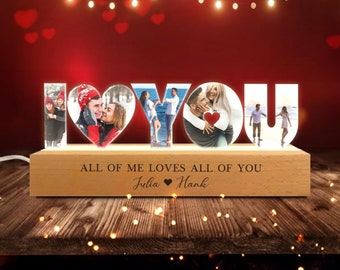 Custom Couple Photos Collage Night Light, Anniversary Gift, Gift For Couple, Wedding Gift, Engagement Gift, Newly Wed Gift, Gift For Her