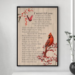 Póster "Nunca te dejé" (Cardenal), póster conmemorativo para funeral, arte del Cardenal, póster de condolencias, regalo conmemorativo por la pérdida de un padre o una madre.
