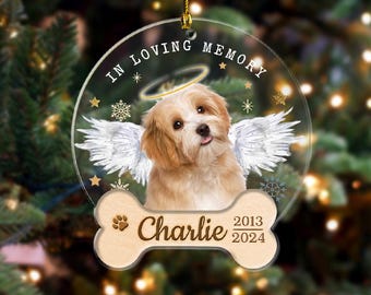 Personalized Dog Memorial Ornament, Dog Christmas Ornament, Pet Memorial Gift, Pet Photo Ornament, Pet Christmas Gift, Dog Lovers Gift