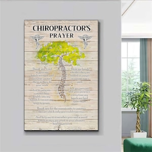 Chiropractic Poster, Chiropractor&#39;s Prayer Gift, Spine Doctor Gift, Osteopathy Poster, Chiropractic Office Decor, Chiropractic Art