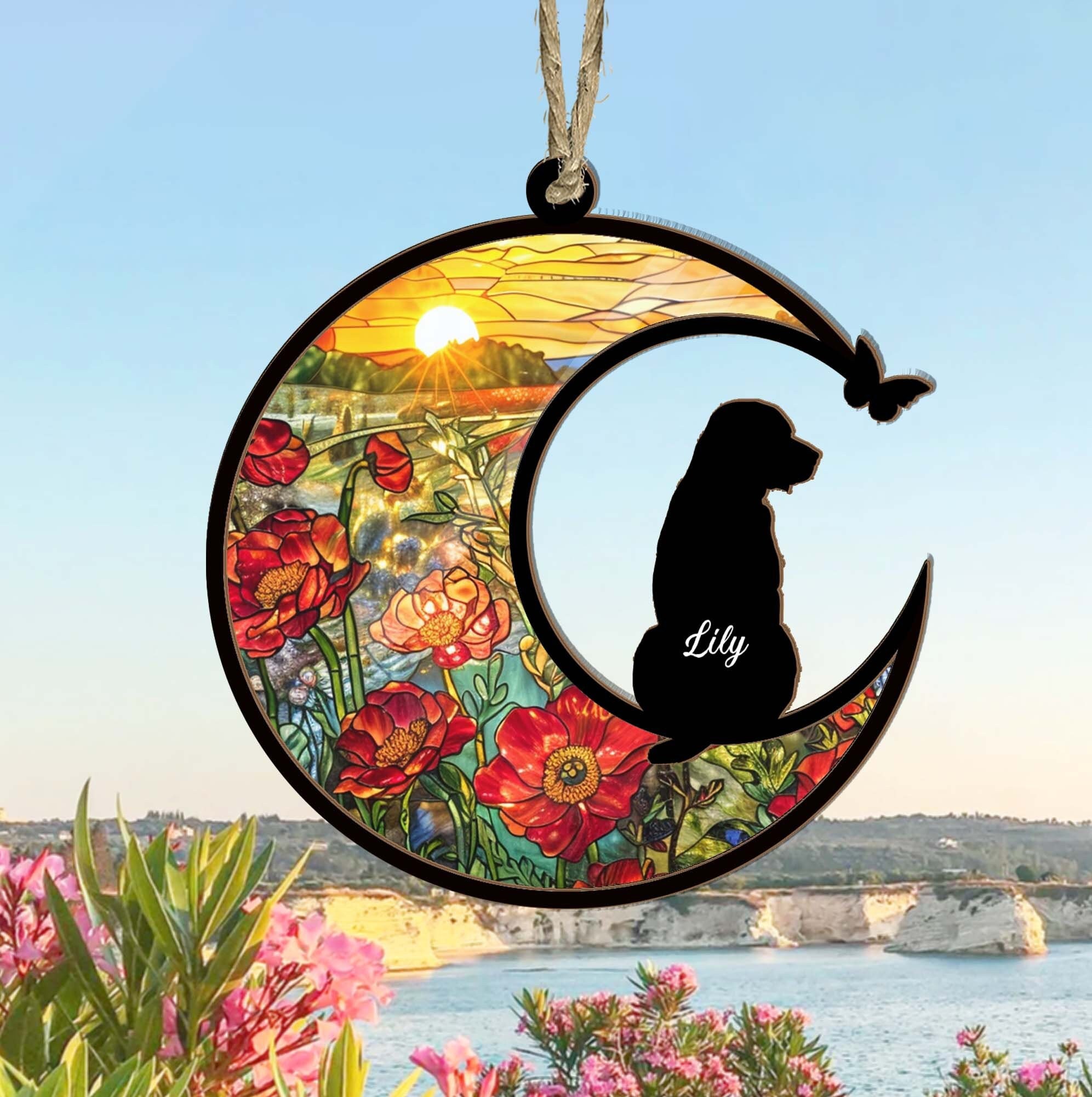 Personalized Dog Memorial Suncatcher, Custom Pet Memorial Gift, Dog Sympathy Gift, Pet Loss Gift, Dog Remembrance Gift, Pet Suncatcher