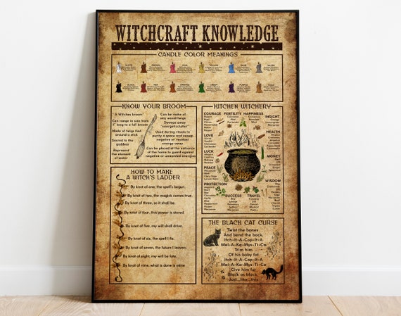 Witchery Knowledge, Witchcraft Knowledge Poster, Vintage Knowledge Poster,  Witch Knowledge Poster, Witchy Home Decor, Wicca Decor, Witchy 