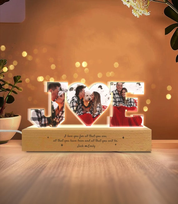 Custom Couple Photos Collage Night Light, Anniversary Gift, Gift For Couple, Wedding Gift, Engagement Gift, Newly Wed Gift, Gift For Her