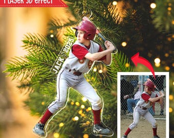 Personalized Sport Player Ornament, Custom Kids Christmas Gift, Baseball Christmas Ornament, Baseball Team Gift, Baseball Player Gift
