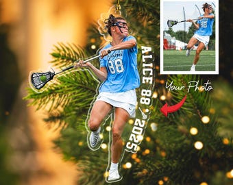 Personalized Lacrosse Christmas Ornament, Custom Sport Player Ornament, Lacrosse Christmas Gift, Lacrosse Coach Gift, Lacrosse Player Gift