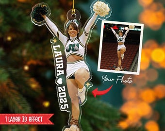 Personalized Cheerleader Christmas Ornament, Custom Photo Ornament, Cheerleading Team Gift, Cheer Mom Gift, Cheerleader Gift, Cheer Gifts