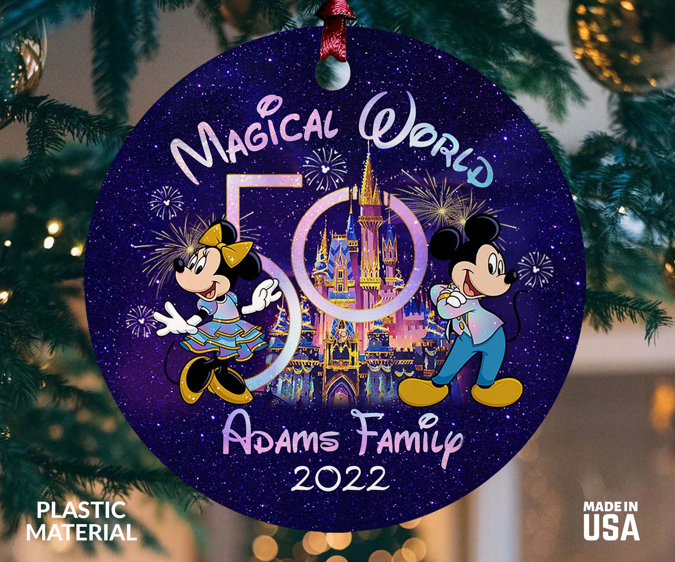 Personalized Disney 50th Anniversary Ornament, Mickey Minnie Ornament