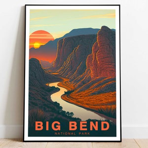 Sunset At Big Bend National Park Poster, Texas Park Art, Landscape Wall Art, US National Parks Poster, Nature Lover Art, Travel Poster