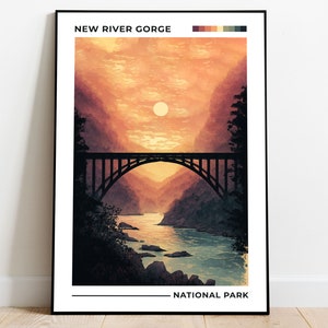 New River Gorge National Park Poster, US National Parks Poster, West Virginia Poster, Travel Poster, Landscape Art, Adventure Poster
