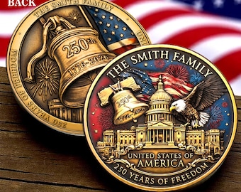 Personalized America 250th Anniversary Commemorative Coin, 1776-2026 Coin, 4th July Gift, Independence Coin, Patriotic Gift, USA 250th Gift