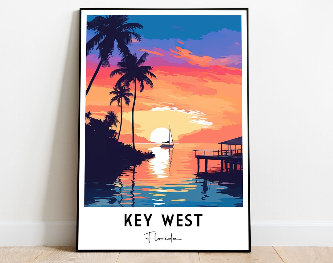 Key West Sunset Poster, Florida Poster, Key West Wall Art, Florida