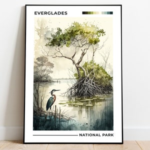 Everglades National Park Poster, US National Parks Poster, Florida Poster, Travel Poster, Landscape Poster, Nature Lover Art