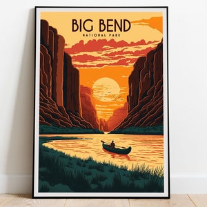 Big Bend National Park Poster, US National Parks Poster, Santa Elena Canyon Poster, Sunset Poster, Travel Poster, Texas Art, Landscape Art