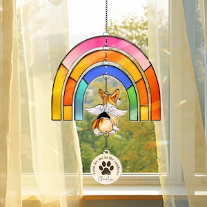 Custom Dog Memorial Rainbow Bridge Window Hanging, Custom Pet Memorial Gift, Dog Loss Sympathy Gift, Dog Mom Gift, Dog Remembrance Gift