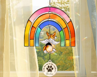 Custom Dog Memorial Rainbow Bridge Window Hanging, Custom Pet Memorial Gift, Dog Loss Sympathy Gift, Dog Mom Gift, Dog Remembrance Gift